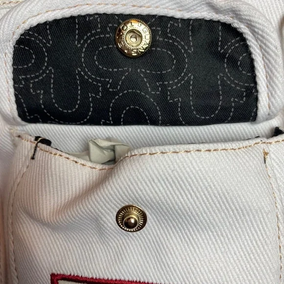 NWT True Religion White Multi Pocket Denim Shoulder Bag - Picture 10 of 13